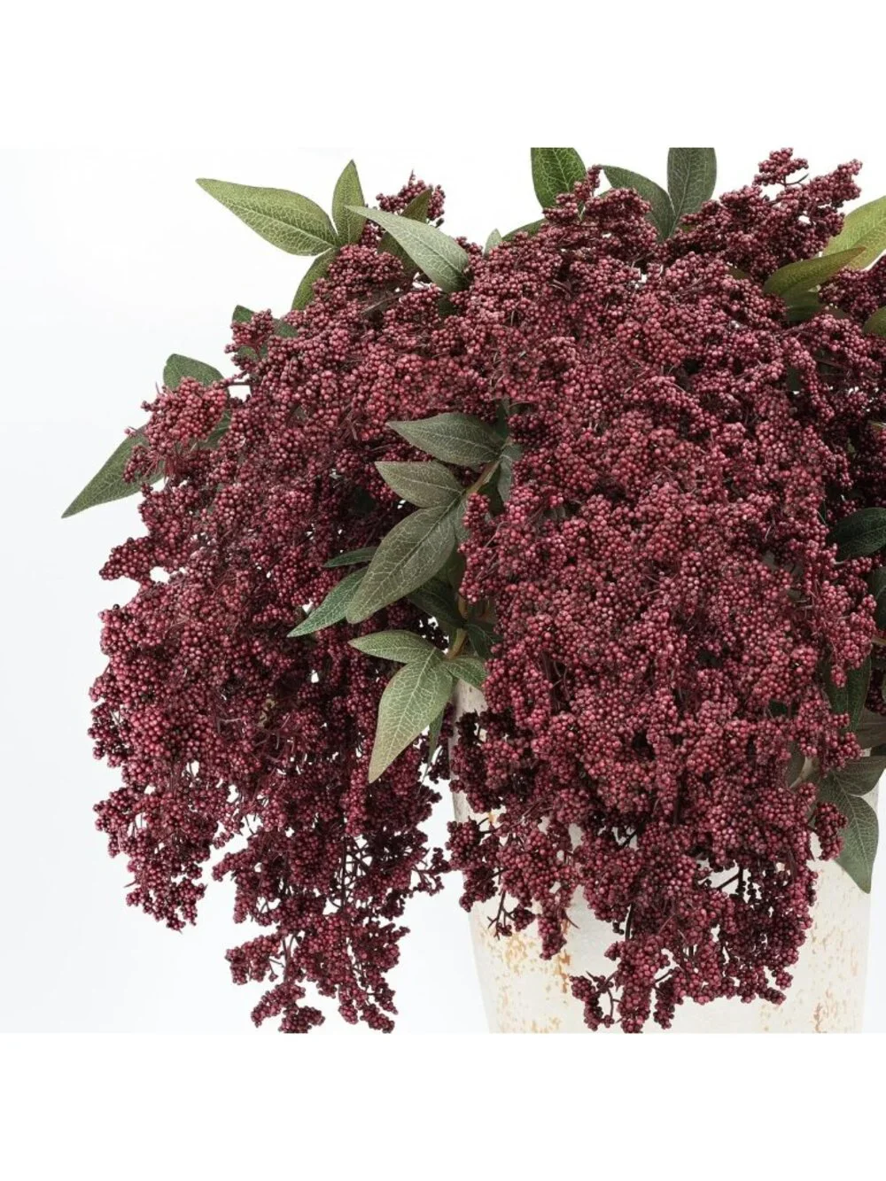 6 Pcs Burgundy Faux Nandina Berry Stems - 17'' Artificial Home Decor Branches